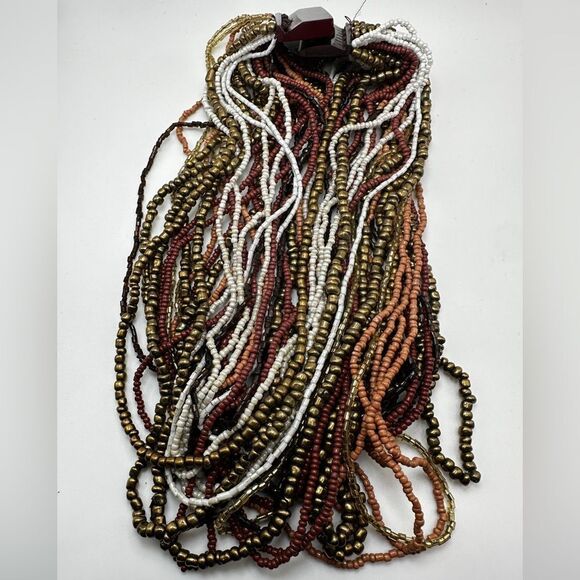 20" multi-strand glass seed beads necklace with large acrylic clasp! - Picture 4 of 14